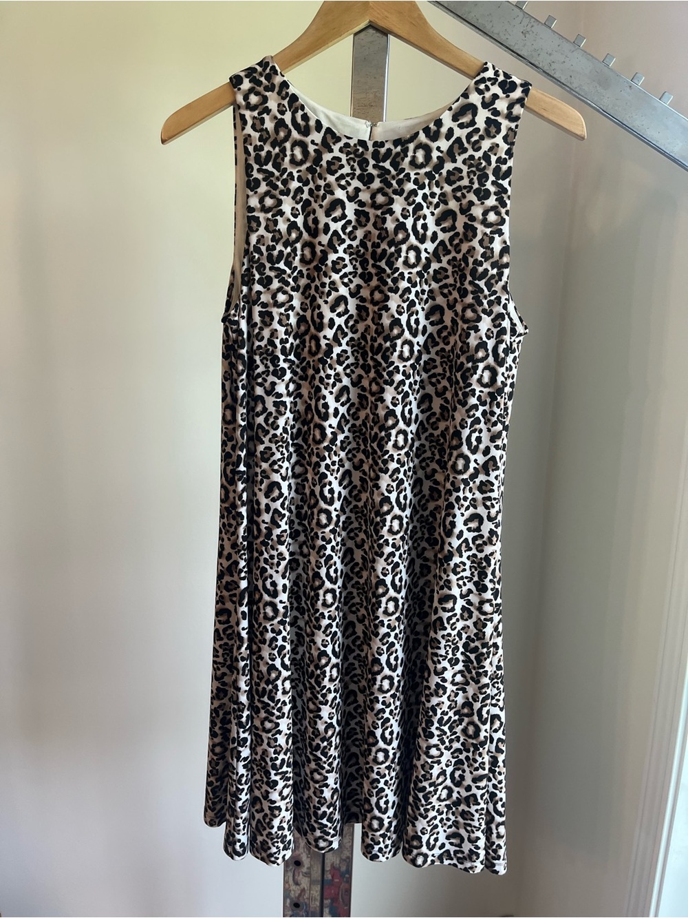 Anne Klein Animal Print Midi Dress in Cream and Black